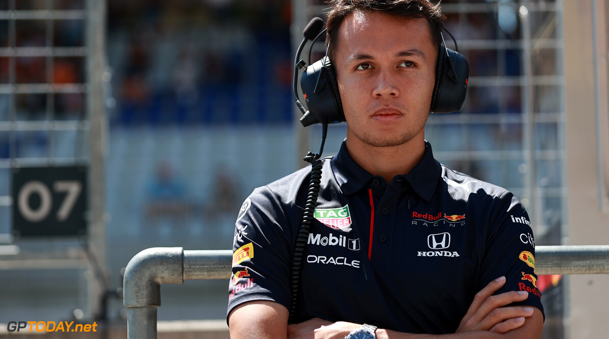 SPIELBERG, AUSTRIA - JULY 03: Alexander Albon of Thailand and Red Bull Racing looks on from the pitwall during final practice ahead of the F1 Grand Prix of Austria at Red Bull Ring on July 03, 2021 in Spielberg, Austria. (Photo by Mark Thompson/Getty Images) // Getty Images / Red Bull Content Pool  // SI202107030155 // Usage for editorial use only // 
F1 Grand Prix of Austria - Final Practice




SI202107030155