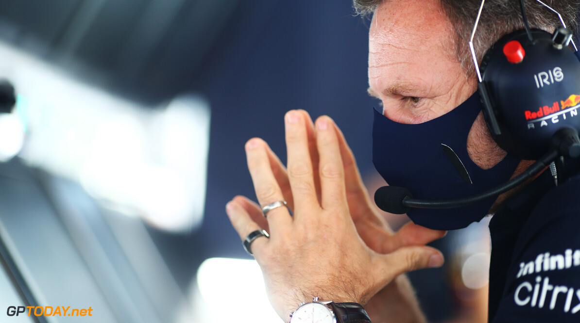 SPIELBERG, AUSTRIA - JULY 03: Red Bull Racing Team Principal Christian Horner looks on from the pitwall during qualifying ahead of the F1 Grand Prix of Austria at Red Bull Ring on July 03, 2021 in Spielberg, Austria. (Photo by Mark Thompson/Getty Images) // Getty Images / Red Bull Content Pool  // SI202107030413 // Usage for editorial use only // 
F1 Grand Prix of Austria - Qualifying




SI202107030413