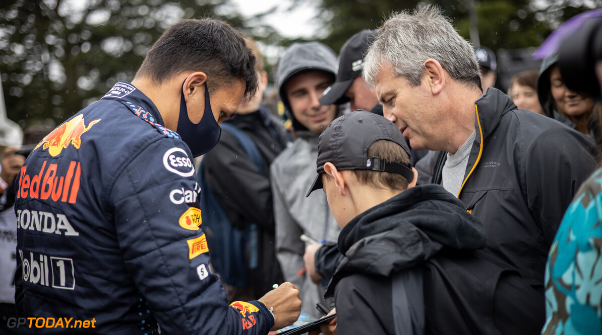 CHICHESTER, ENGLAND - JULY 10: Alex Albon of Thailand and Red Bull Racing signs autographs for fans during the Goodwood Festival of Speed at Goodwood on July 10, 2021 in Chichester, England. (Photo by James Bearne/Getty Images) // SI202107100133 // Usage for editorial use only // 
Goodwood Festival of Speed 2021




SI202107100133