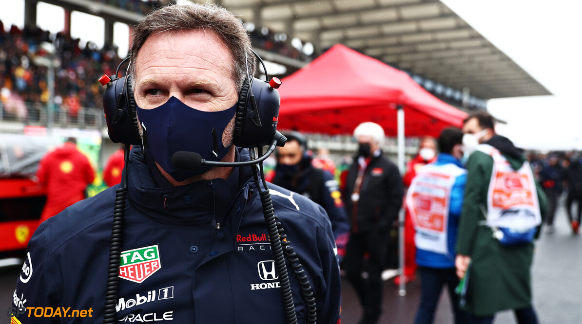 ISTANBUL, TURKEY - OCTOBER 10: Red Bull Racing Team Principal Christian Horner looks on from the grid during the F1 Grand Prix of Turkey at Intercity Istanbul Park on October 10, 2021 in Istanbul, Turkey. (Photo by Mark Thompson/Getty Images) // Getty Images / Red Bull Content Pool  // SI202110100407 // Usage for editorial use only // 
F1 Grand Prix of Turkey




SI202110100407