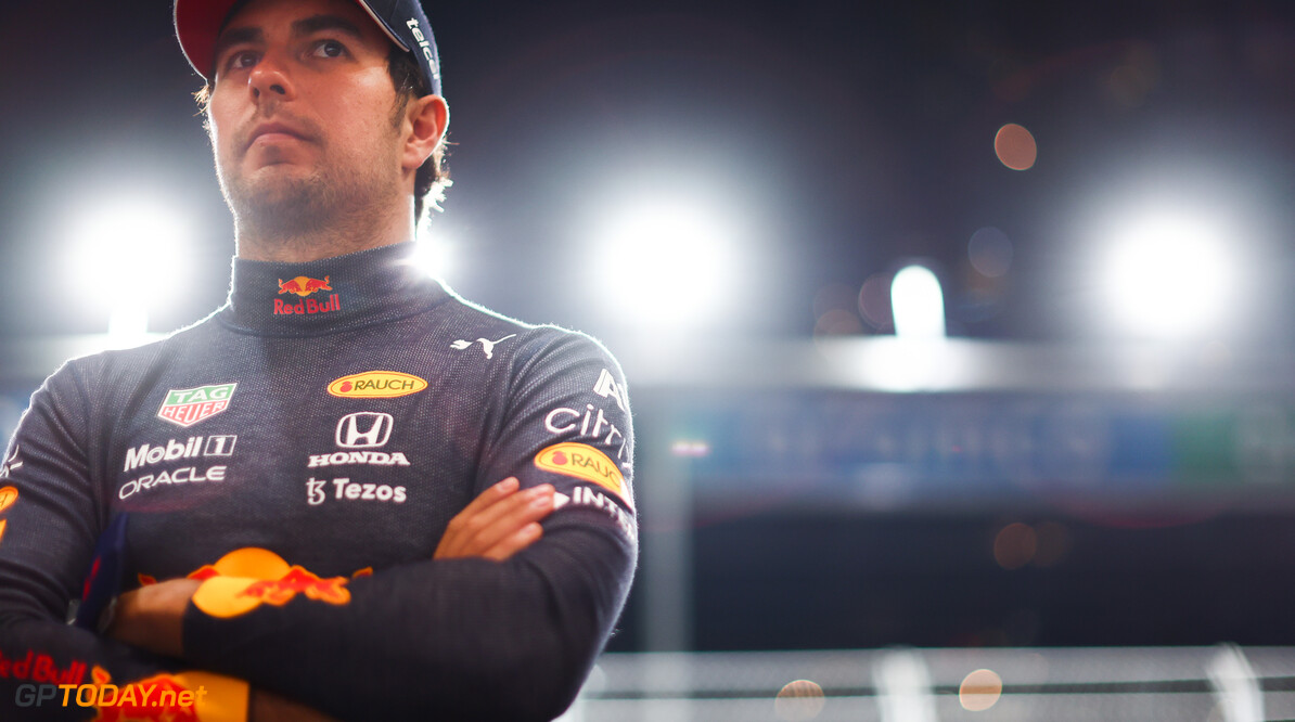 JEDDAH, SAUDI ARABIA - DECEMBER 03: Sergio Perez of Mexico and Red Bull Racing prepares to drive in the garage during practice ahead of the F1 Grand Prix of Saudi Arabia at Jeddah Corniche Circuit on December 03, 2021 in Jeddah, Saudi Arabia. (Photo by Mark Thompson/Getty Images) // Getty Images / Red Bull Content Pool  // SI202112030676 // Usage for editorial use only // 
F1 Grand Prix of Saudi Arabia - Practice




SI202112030676