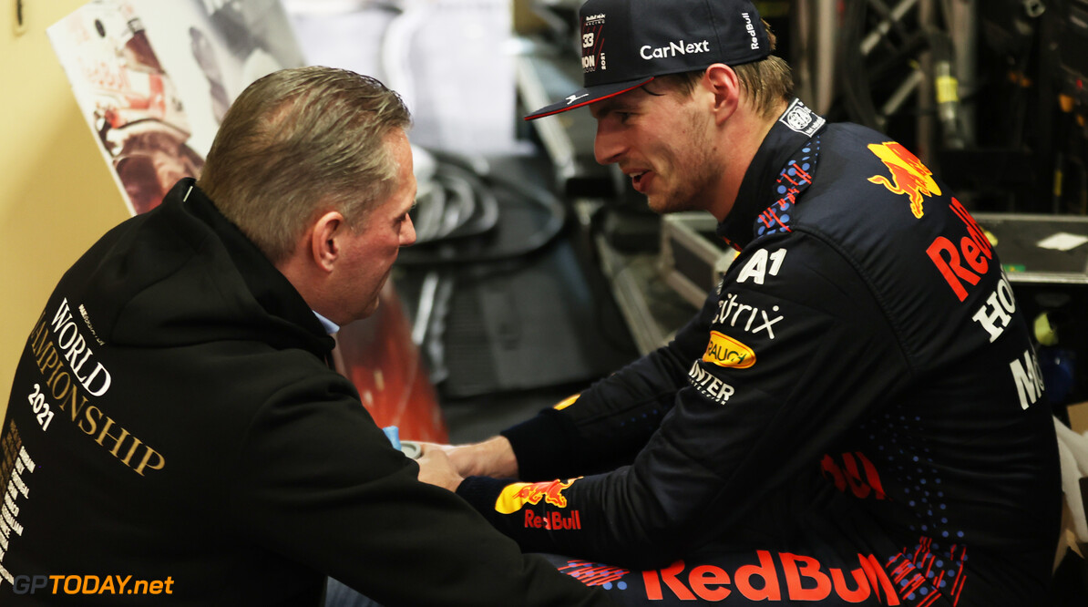 Formula One World Championship

1st place and new World Champion, Max Verstappen (NLD) Red Bull Racing RB16B with Jos Verstappen (NLD).
12.12.2021. Formula 1 World Championship, Rd 22, Abu Dhabi Grand Prix, Yas Marina Circuit, Abu Dhabi, Race Day.
- www.xpbimages.com, EMail: requests@xpbimages.com (C) Copyright: Batchelor / XPB Images
Motor Racing - Formula One World Championship - Abu Dhabi Grand Prix - Race Day - Abu Dhabi, UAE
XPB Images
Abu Dhabi
Abu Dhabi

Formel1 Formel F1 Formula 1 Formula1 GP Grand Prix one Abu Dhabi Yas Marina Circuit Yas Marina UAE United Arab Emirates Sunday 12 12 2021 December Podium Portrait