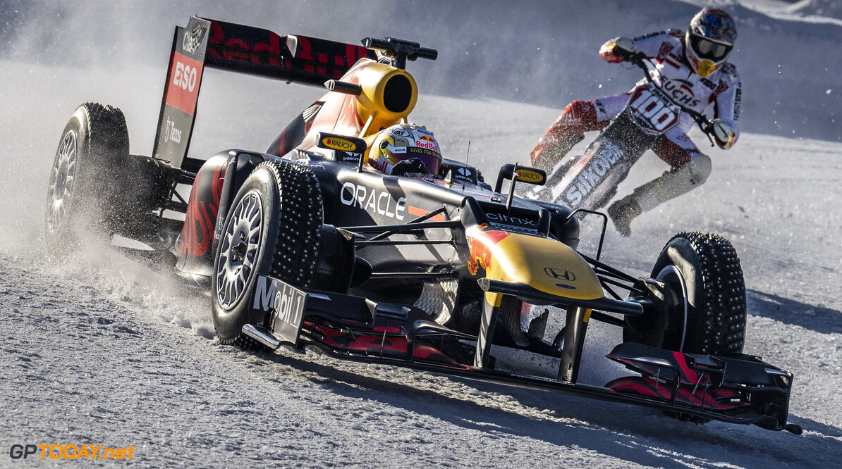 Max Verstappen of the Netherlands and Franz Zorn of Austria perform during the GP Ice Race in Zell am See, Austria on January 24, 2022. // SI202202020326 // Usage for editorial use only // 
Max Verstappen, Franz Zorn




SI202202020326
