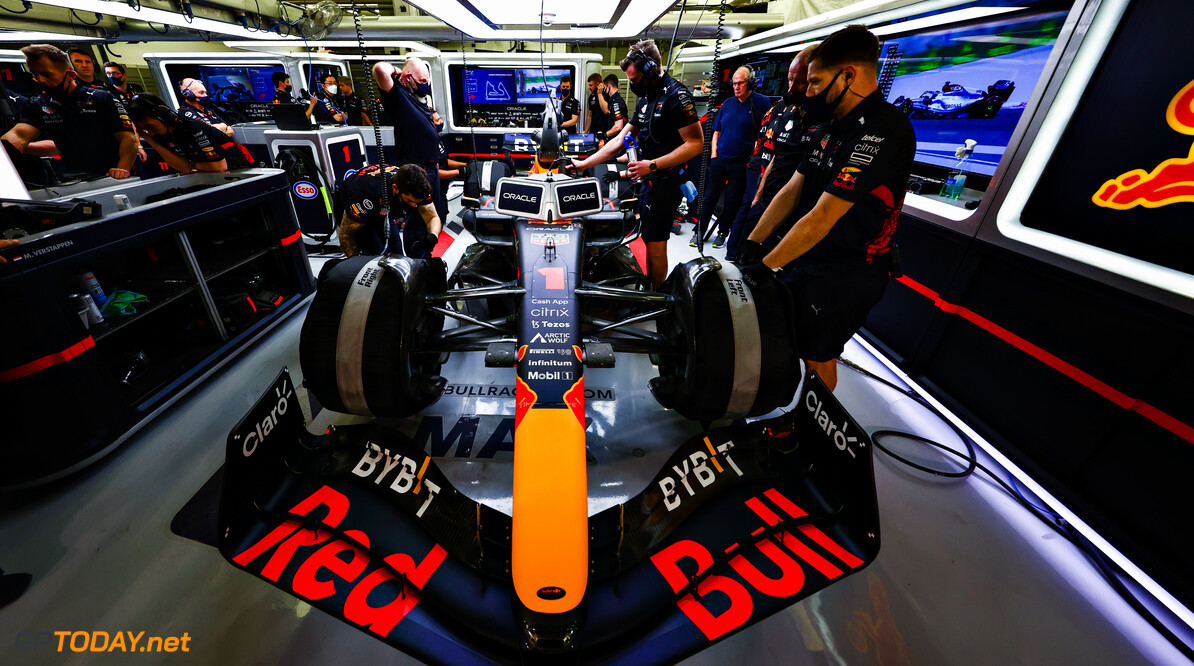 BAHRAIN, BAHRAIN - MARCH 12: Max Verstappen of the Netherlands and Oracle Red Bull Racing prepares to drive in the garage during Day Three of F1 Testing at Bahrain International Circuit on March 12, 2022 in Bahrain, Bahrain. (Photo by Mark Thompson/Getty Images) // Getty Images / Red Bull Content Pool // SI202203120134 // Usage for editorial use only // 
Formula 1 Testing in Bahrain - Day 3




SI202203120134