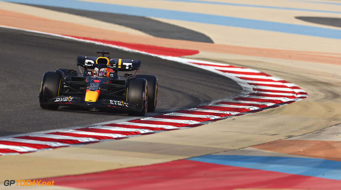 BAHRAIN, BAHRAIN - MARCH 12: Max Verstappen of the Netherlands driving the (1) Oracle Red Bull Racing RB18 on track during Day Three of F1 Testing at Bahrain International Circuit on March 12, 2022 in Bahrain, Bahrain. (Photo by Mark Thompson/Getty Images) // Getty Images / Red Bull Content Pool // SI202203120140 // Usage for editorial use only // 
Formula 1 Testing in Bahrain - Day 3




SI202203120140