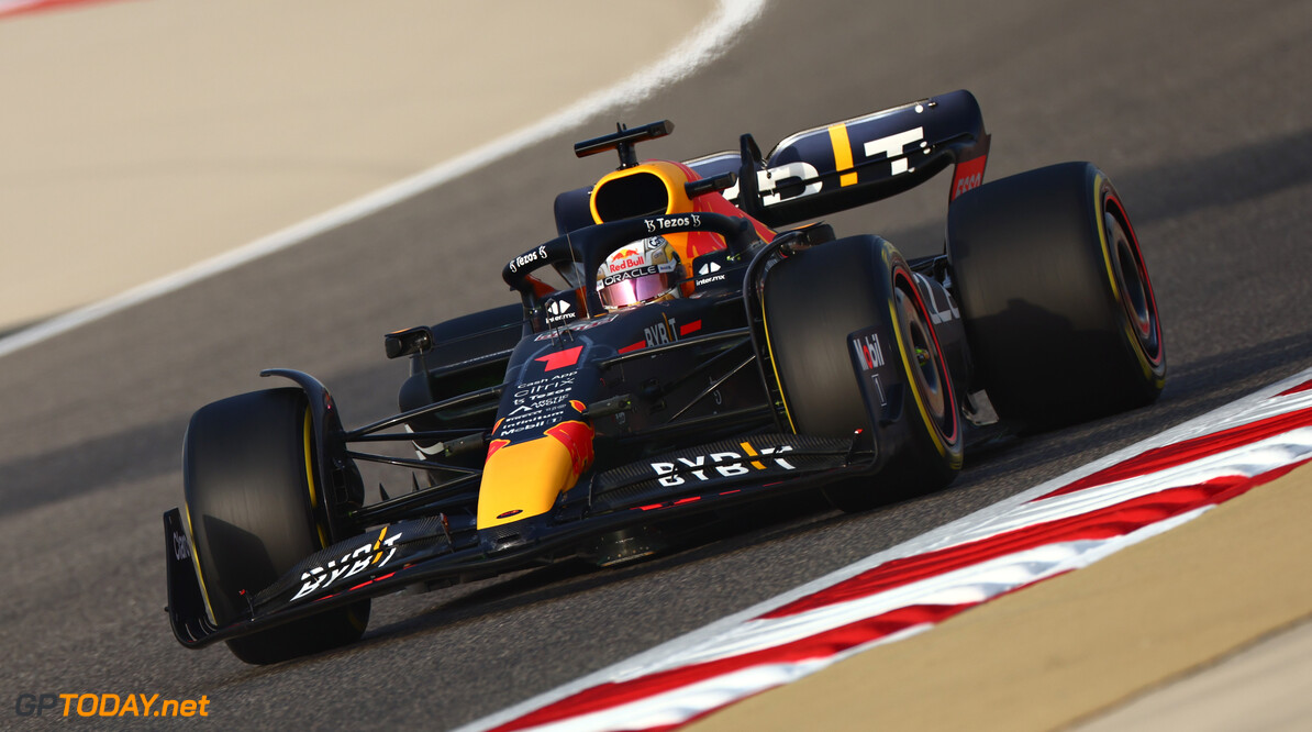 BAHRAIN, BAHRAIN - MARCH 12: Max Verstappen of the Netherlands driving the (1) Oracle Red Bull Racing RB18 on track during Day Three of F1 Testing at Bahrain International Circuit on March 12, 2022 in Bahrain, Bahrain. (Photo by Mark Thompson/Getty Images) // Getty Images / Red Bull Content Pool // SI202203120137 // Usage for editorial use only // 
Formula 1 Testing in Bahrain - Day 3




SI202203120137