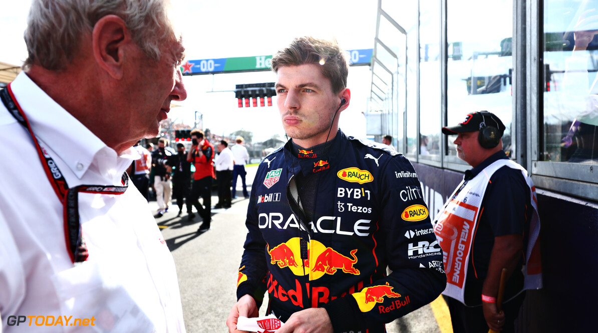 MELBOURNE, AUSTRALIA - APRIL 10: Max Verstappen of the Netherlands and Oracle Red Bull Racing talks to Red Bull Racing Team Consultant Dr Helmut Marko on the grid prior to the F1 Grand Prix of Australia at Melbourne Grand Prix Circuit on April 10, 2022 in Melbourne, Australia. (Photo by Mark Thompson/Getty Images) // Getty Images / Red Bull Content Pool // SI202204100297 // Usage for editorial use only // 
F1 Grand Prix of Australia




SI202204100297