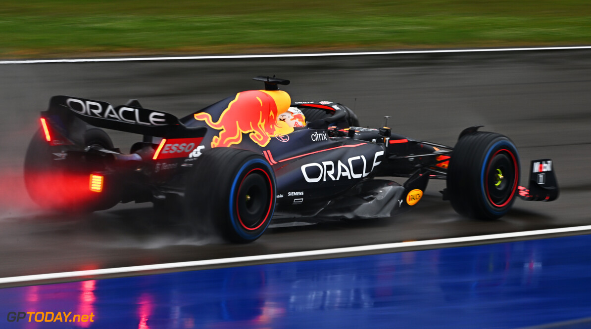 IMOLA, ITALY - APRIL 22: Max Verstappen of the Netherlands driving the (1) Oracle Red Bull Racing RB18 on track during practice ahead of the F1 Grand Prix of Emilia Romagna at Autodromo Enzo e Dino Ferrari on April 22, 2022 in Imola, Italy. (Photo by Clive Mason/Getty Images) // Getty Images / Red Bull Content Pool // SI202204220219 // Usage for editorial use only // 
F1 Grand Prix of Emilia Romagna - Practice & Qualifying




SI202204220219