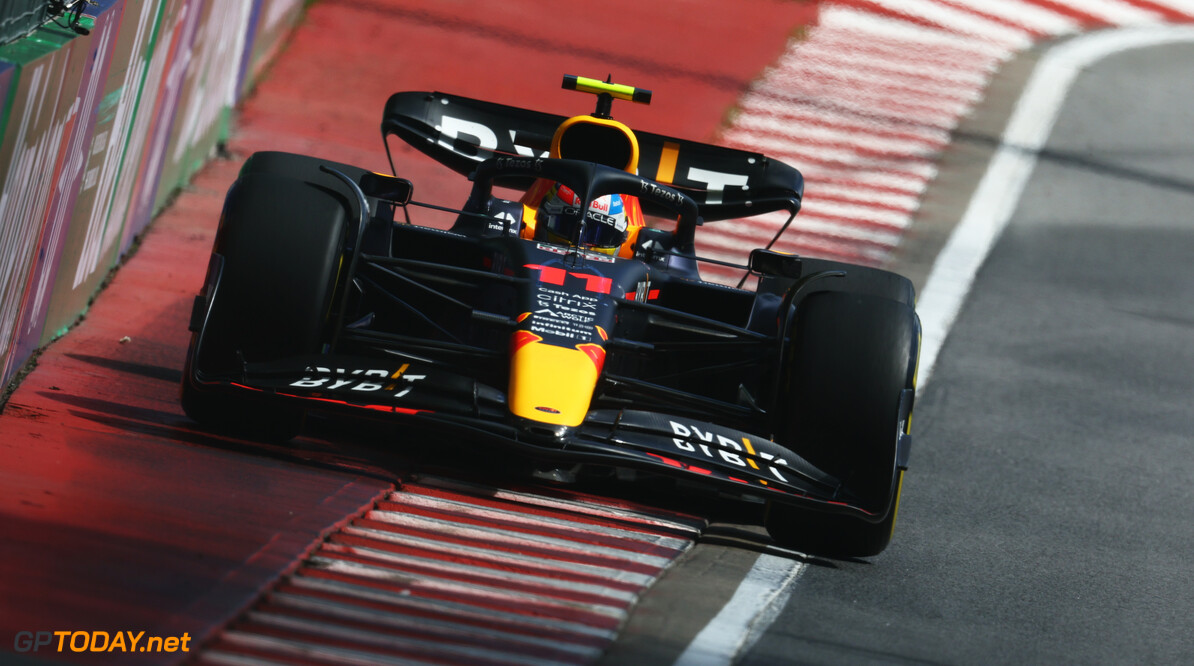 MONTREAL, QUEBEC - JUNE 17: Sergio Perez of Mexico driving the (11) Oracle Red Bull Racing RB18 on track during practice ahead of the F1 Grand Prix of Canada at Circuit Gilles Villeneuve on June 17, 2022 in Montreal, Quebec. (Photo by Clive Rose/Getty Images) // Getty Images / Red Bull Content Pool // SI202206170846 // Usage for editorial use only // 
F1 Grand Prix of Canada - Practice




SI202206170846