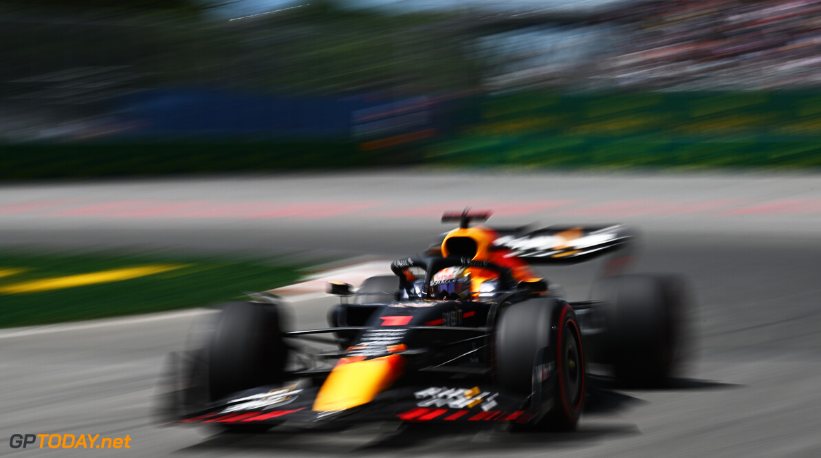 MONTREAL, QUEBEC - JUNE 17: Max Verstappen of the Netherlands driving the (1) Oracle Red Bull Racing RB18 on track during practice ahead of the F1 Grand Prix of Canada at Circuit Gilles Villeneuve on June 17, 2022 in Montreal, Quebec. (Photo by Clive Mason/Getty Images) // Getty Images / Red Bull Content Pool // SI202206170858 // Usage for editorial use only // 
F1 Grand Prix of Canada - Practice




SI202206170858