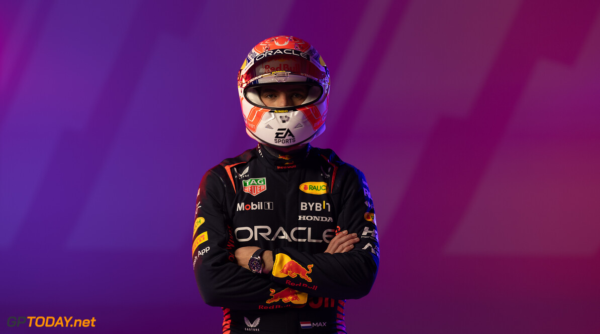 Max Verstappen and Sergio Perez seen during a photo shoot of the kit launch of Red Bull Racing in London, United Kingdom in 2023. // Red Bull Racing / Red Bull Content Pool // SI202301310470 // Usage for editorial use only // 
Max Verstappen and Sergio Perez




SI202301310470