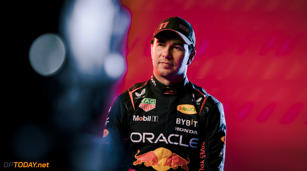 Max Verstappen and Sergio Perez seen during a photo shoot of the kit launch of Red Bull Racing in London, United Kingdom in 2023. // Red Bull Racing / Red Bull Content Pool // SI202301310397 // Usage for editorial use only // 
Max Verstappen and Sergio Perez




SI202301310397