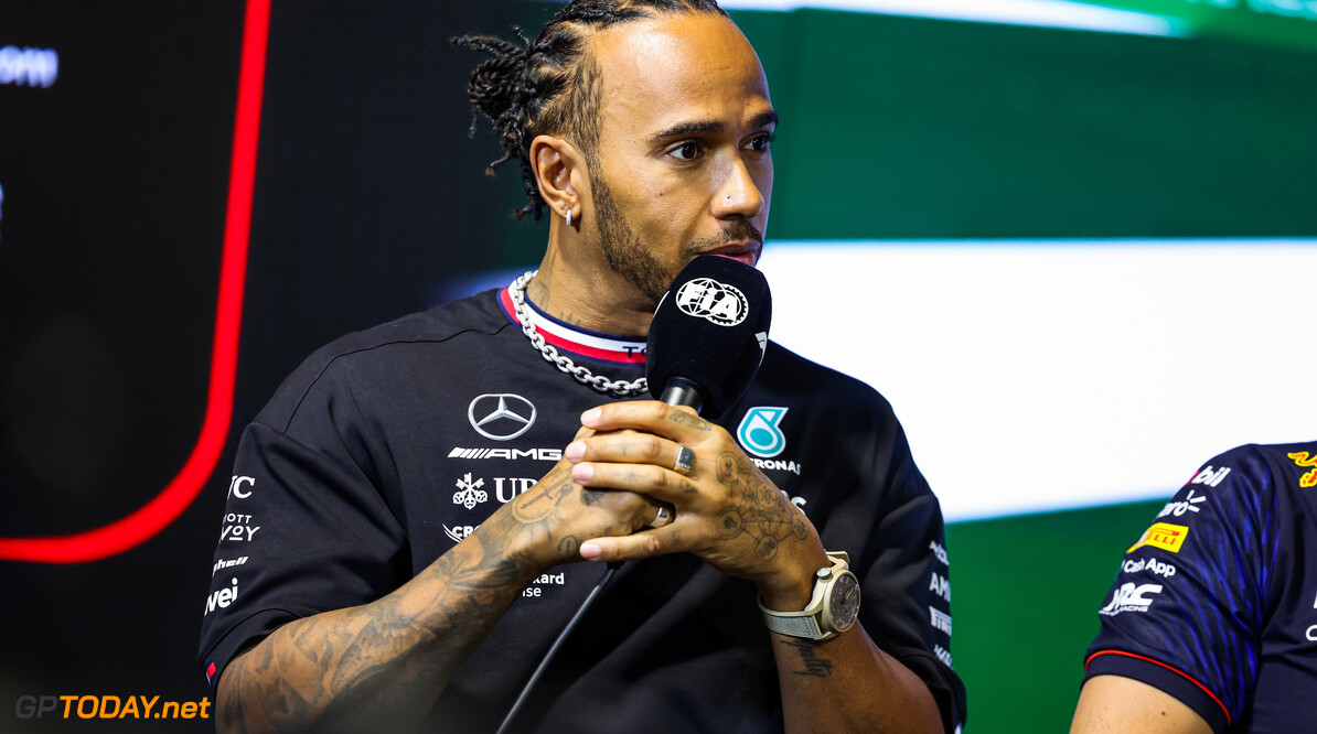 Formula One World Championship
Lewis Hamilton (GBR) Mercedes AMG F1 in the FIA Press Conference.

16.03.2023. Formula 1 World Championship, Rd 2, Saudi Arabian Grand Prix, Jeddah, Saudi Arabia, Preparation Day.

- www.xpbimages.com, EMail: requests@xpbimages.com (C) Copyright: XPB Images
Motor Racing - Formula One World Championship - Saudi Arabian Grand Prix - Preparation Day - Jeddah, Saudi Arabia
XPB Images
Jeddah
Saudi Arabia