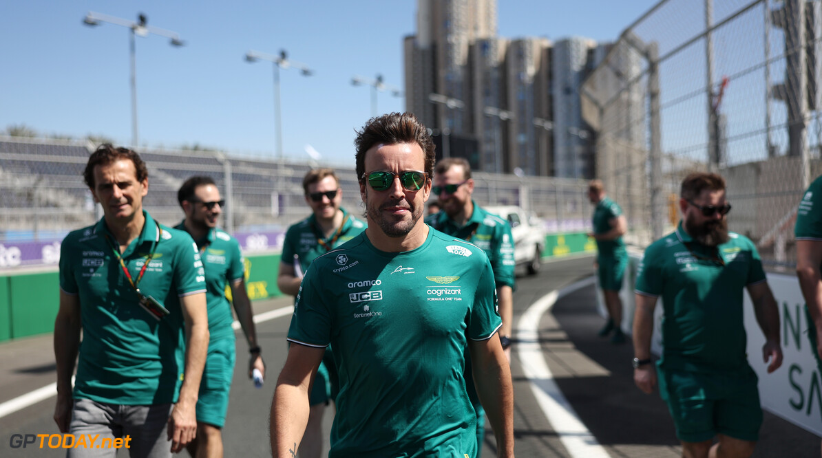 Formula One World Championship
Fernando Alonso (ESP) Aston Martin F1 Team walks the circuit with the team.

16.03.2023. Formula 1 World Championship, Rd 2, Saudi Arabian Grand Prix, Jeddah, Saudi Arabia, Preparation Day.

- www.xpbimages.com, EMail: requests@xpbimages.com (C) Copyright: Bearne / XPB Images
Motor Racing - Formula One World Championship - Saudi Arabian Grand Prix - Preparation Day - Jeddah, Saudi Arabia
XPB Images
Jeddah
Saudi Arabia