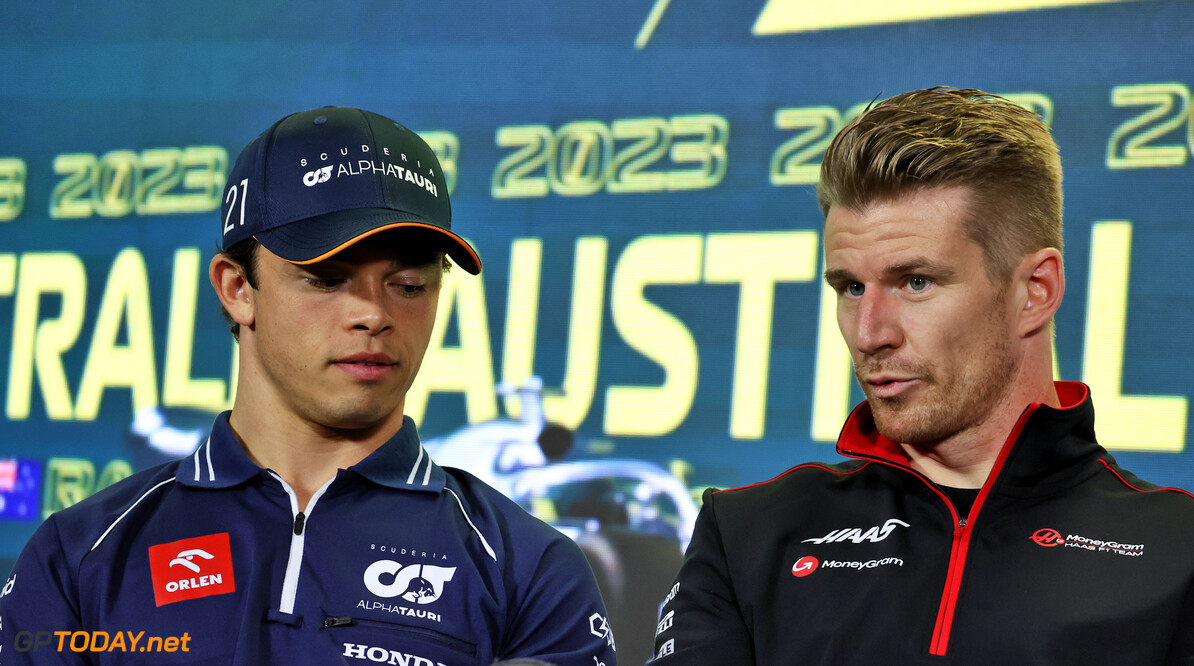 Formula One World Championship
(L to R): Nyck de Vries (NLD) AlphaTauri and Nico Hulkenberg (GER) Haas F1 Team in the FIA Press Conference.

30.03.2023. Formula 1 World Championship, Rd 3, Australian Grand Prix, Albert Park, Melbourne, Australia, Preparation Day.

- www.xpbimages.com, EMail: requests@xpbimages.com (C) Copyright: Moy / XPB Images
Motor Racing - Formula One World Championship - Australian Grand Prix - Preparation Day - Melbourne, Australia
xpbimages.com
Melbourne
Australia