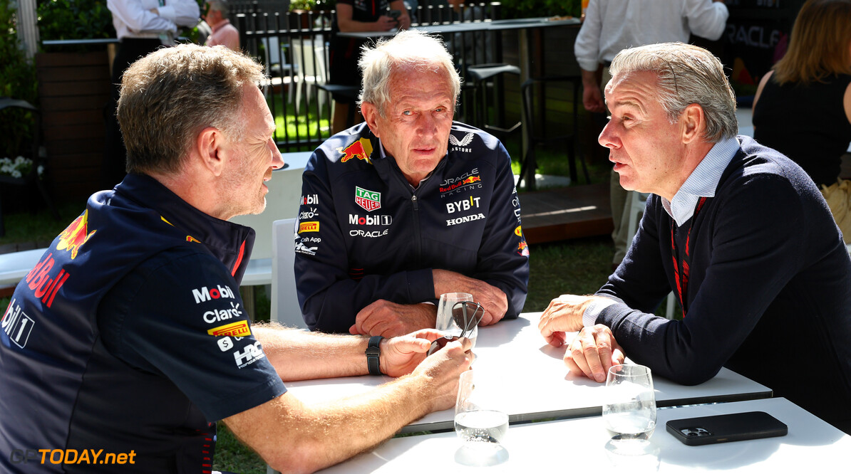 Formula One World Championship
(L to R): Christian Horner (GBR) Red Bull Racing Team Principal with Dr Helmut Marko (AUT) Red Bull Motorsport Consultant and Raymond Vermeulen (NLD) Driver Manager.

02.04.2023. Formula 1 World Championship, Rd 3, Australian Grand Prix, Albert Park, Melbourne, Australia, Race Day.

- www.xpbimages.com, EMail: requests@xpbimages.com (C) Copyright: Batchelor / XPB Images
Motor Racing - Formula One World Championship - Australian Grand Prix - Race Day - Melbourne, Australia
xpbimages.com
Melbourne
Australia