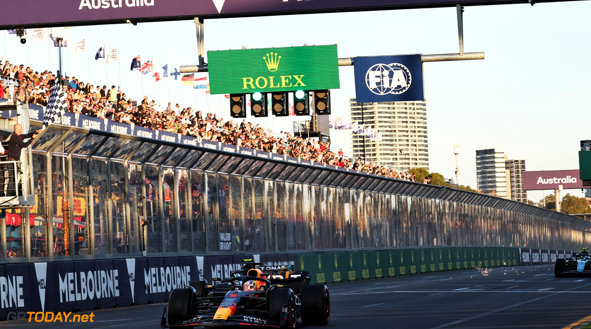 Formula One World Championship
Race winner Max Verstappen (NLD) Red Bull Racing RB19 takes the chequered flag at the end of the race.

02.04.2023. Formula 1 World Championship, Rd 3, Australian Grand Prix, Albert Park, Melbourne, Australia, Race Day.

- www.xpbimages.com, EMail: requests@xpbimages.com (C) Copyright: Moy / XPB Images
Motor Racing - Formula One World Championship - Australian Grand Prix - Race Day - Melbourne, Australia
xpbimages.com
Melbourne
Australia