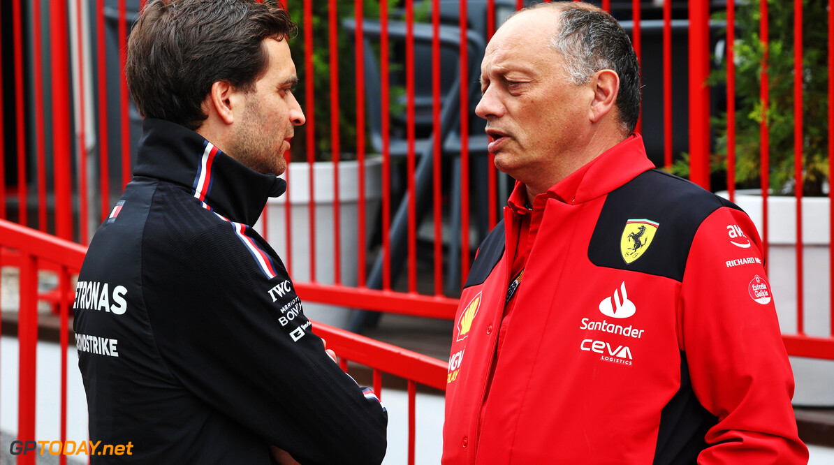 Formula One World Championship
(L to R): Jerome d'Ambrosio (BEL) Mercedes AMG F1 Driver Development Director with Frederic Vasseur (FRA) Ferrari Team Principal.

28.04.2023. Formula 1 World Championship, Rd 4, Azerbaijan Grand Prix, Baku Street Circuit, Azerbaijan, Qualifying Day.

 - www.xpbimages.com, EMail: requests@xpbimages.com (C) Copyright: Coates / XPB Images
Motor Racing - Formula One World Championship - Azerbaijan Grand Prix - Qualifying Day - Baku, Azerbaijan
XPB Images
Baku
Azerbaijan

Formel1 Formel F1 Formula 1 Formula1 GP Grand Prix one Circuit Baku Azerbaijan Friday April 28 04 4 2023 Jerome d'Ambrosio Fred Vasseur Portrait