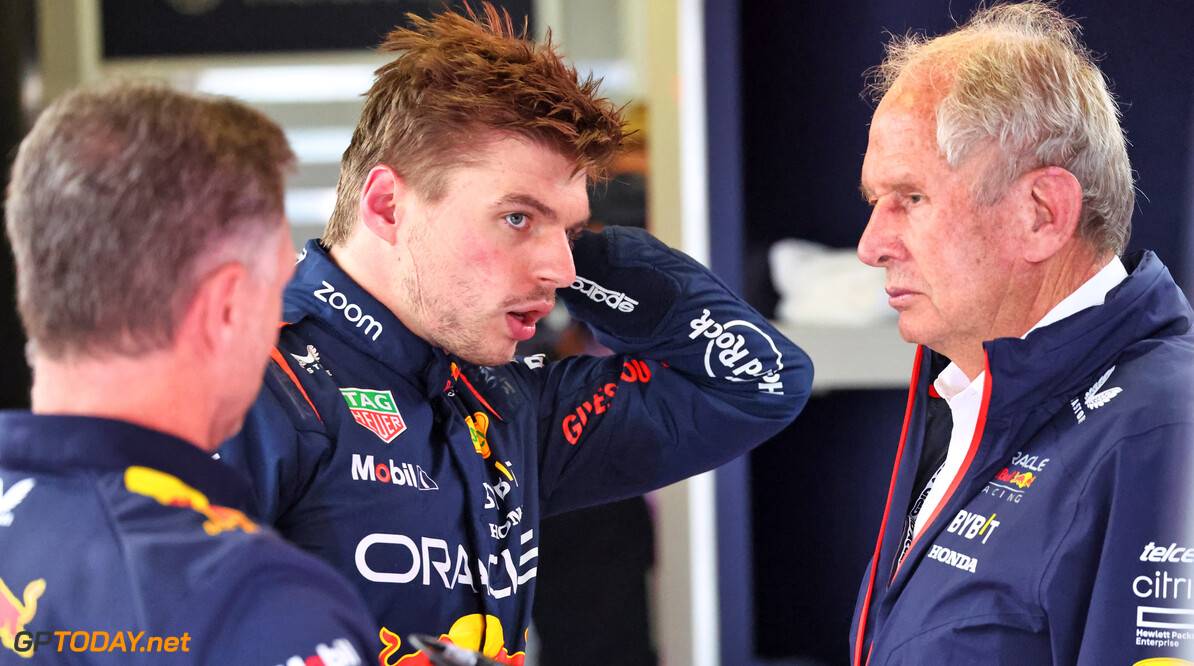 Formula One World Championship
Max Verstappen (NLD) Red Bull Racing with Dr Helmut Marko (AUT) Red Bull Motorsport Consultant (Right) and Christian Horner (GBR) Red Bull Racing Team Principal (Left).

28.04.2023. Formula 1 World Championship, Rd 4, Azerbaijan Grand Prix, Baku Street Circuit, Azerbaijan, Qualifying Day.

- www.xpbimages.com, EMail: requests@xpbimages.com (C) Copyright: Batchelor / XPB Images
Motor Racing - Formula One World Championship - Azerbaijan Grand Prix - Qualifying Day - Baku, Azerbaijan
XPB Images
Baku
Azerbaijan

Formel1 Formel F1 Formula 1 Formula1 GP Grand Prix one Circuit Baku Azerbaijan Friday April 28 04 4 2023 Portrait Practice
