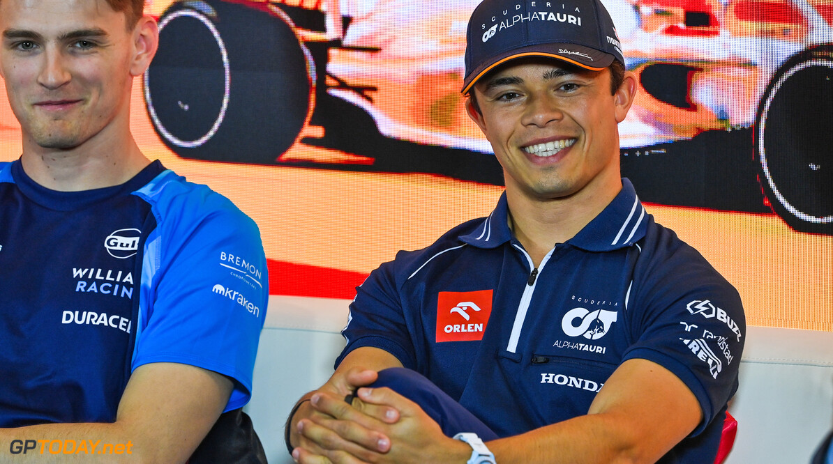 Formula One World Championship
(L to R): Logan Sargeant (USA) Williams Racing and Nyck de Vries (NLD) AlphaTauri in the FIA Press Conference.

01.06.2023. Formula 1 World Championship, Rd 8, Spanish Grand Prix, Barcelona, Spain, Preparation Day.

- www.xpbimages.com, EMail: requests@xpbimages.com (C) Copyright: XPB Images
Motor Racing - Formula One World Championship - Spanish Grand Prix - Preparation Day - Barcelona, Spain
XPB Images
Barcelona
Spain

Formel1 Formel F1 Formula 1 Formula1 GP Grand Prix one Circuit de Catalunya Thursday May Spanish Spain Montmelo 01 1 06 6 2023 Press Conference Alpha Tauri Scuderia Sargent
