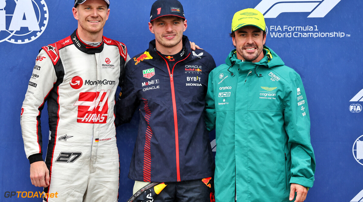Formula One World Championship
Qualifying top three in parc ferme (L to R): Nico Hulkenberg (GER) Haas F1 Team, second; Max Verstappen (NLD) Red Bull Racing, pole position; Fernando Alonso (ESP) Aston Martin F1 Team, third.

17.06.2023. Formula 1 World Championship, Rd 9, Canadian Grand Prix, Montreal, Canada, Qualifying Day.

- www.xpbimages.com, EMail: requests@xpbimages.com (C) Copyright: Batchelor / XPB Images
Motor Racing - Formula One World Championship - Canadian Grand Prix - Qualifying Day - Montreal, Canada
XPB Images
Montreal
Canada

Formel1 Formel F1 Formula 1 Formula1 GP Grand Prix one Canada Ca