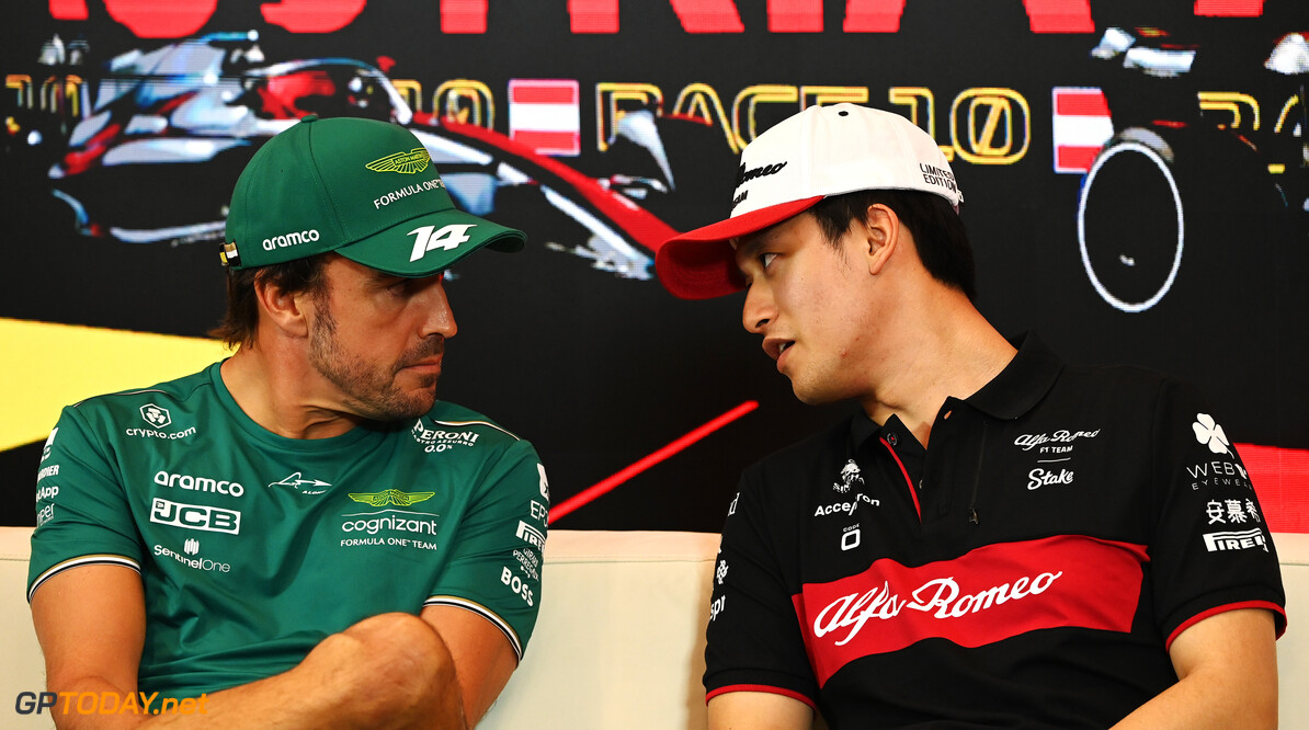 Formula One World Championship
(L to R): Fernando Alonso (ESP) Aston Martin F1 Team and Zhou Guanyu (CHN) Alfa Romeo F1 Team in the FIA Press Conference.

29.06.2023. Formula 1 World Championship, Rd 10, Austrian Grand Prix, Spielberg, Austria, Preparation Day.

- www.xpbimages.com, EMail: requests@xpbimages.com (C) Copyright: XPB Images
Motor Racing - Formula One World Championship - Austrian Grand Prix - Preparation Day - Spielberg, Austria
xpbimages.com
Spielberg
Austria

Formel1 Formel F1 Formula 1 Formula1 GP Grand Prix one Thursday