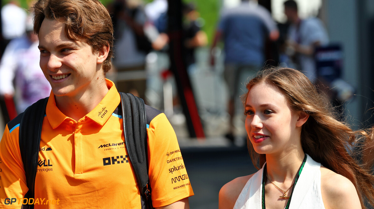 Formula One World Championship
Oscar Piastri (AUS) McLaren with girlfriend Lily Zneimer (GBR).

30.06.2023. Formula 1 World Championship, Rd 10, Austrian Grand Prix, Spielberg, Austria, Qualifying Day.

 - www.xpbimages.com, EMail: requests@xpbimages.com (C) Copyright: Coates / XPB Images
Motor Racing - Formula One World Championship - Austrian Grand Prix - Qualifying Day - Spielberg, Austria
xpbimages.com
Spielberg
Austria

Formel1 Formel F1 Formula 1 Formula1 GP Grand Prix one Circuit A
