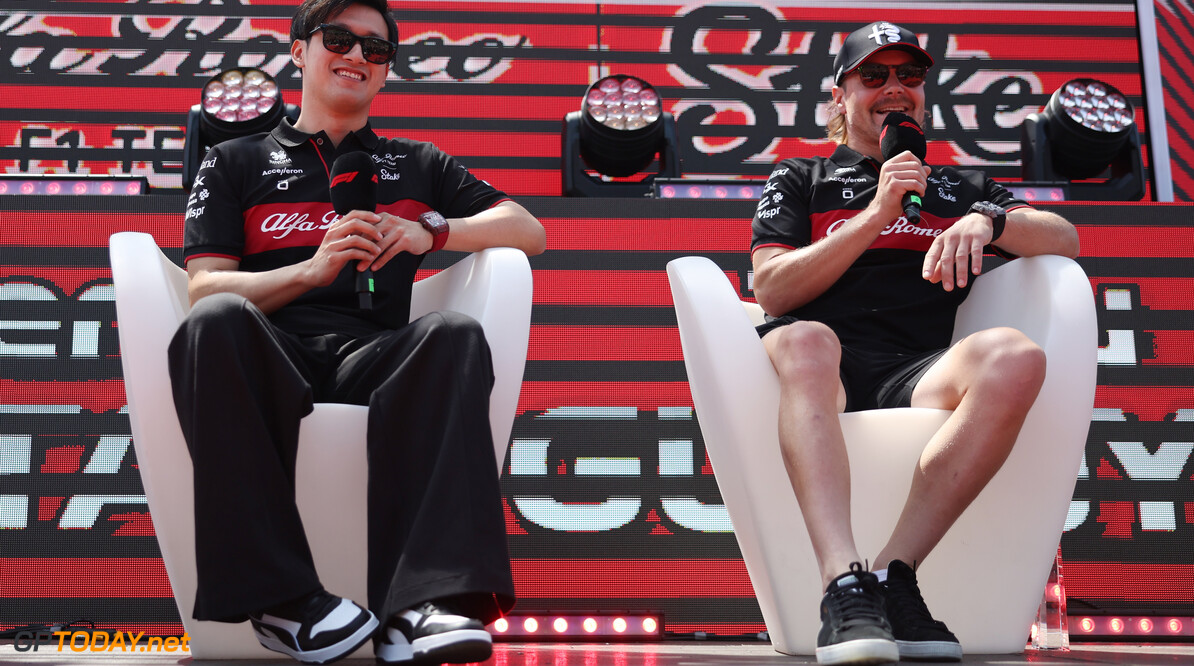 Formula One World Championship
(L to R): Zhou Guanyu (CHN) Alfa Romeo F1 Team and Valtteri Bottas (FIN) Alfa Romeo F1 Team on the FanZone Stage.

30.06.2023. Formula 1 World Championship, Rd 10, Austrian Grand Prix, Spielberg, Austria, Qualifying Day.

- www.xpbimages.com, EMail: requests@xpbimages.com (C) Copyright: Bearne / XPB Images
Motor Racing - Formula One World Championship - Austrian Grand Prix - Qualifying Day - Spielberg, Austria
xpbimages.com
Spielberg
Austria

Formel1 Formel F1 Formula 1 Formula1 GP Grand Prix one Circuit A