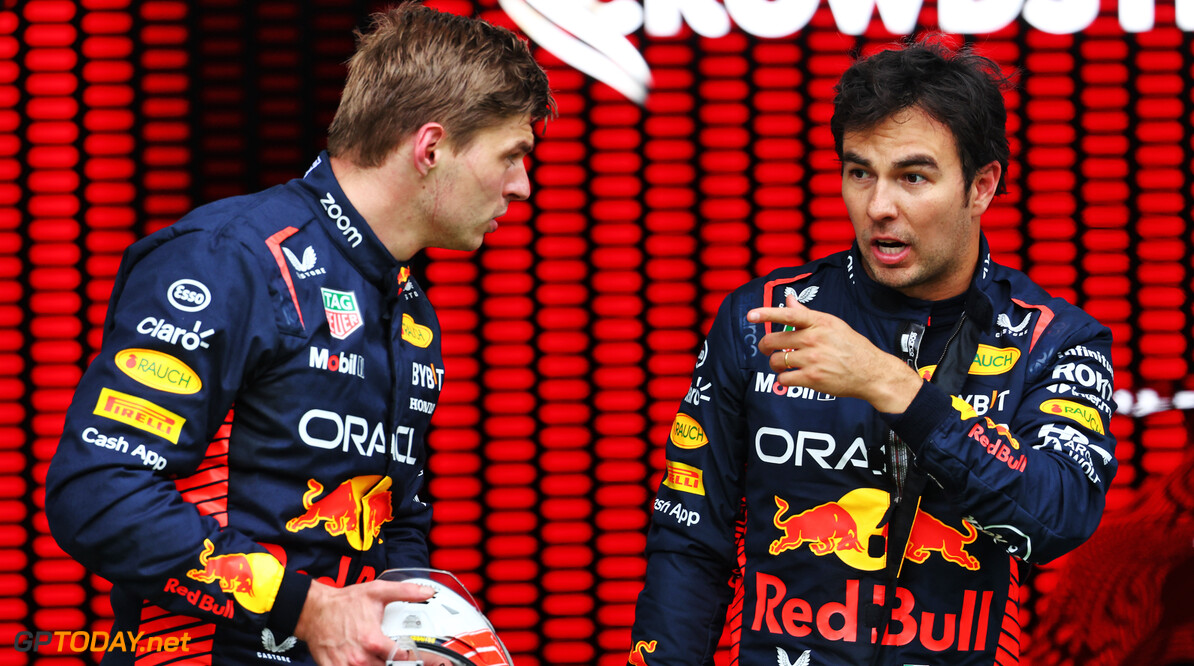 Formula One World Championship
(L to R): Max Verstappen (NLD) Red Bull Racing with team mate Sergio Perez (MEX) Red Bull Racing in Sprint parc ferme.

01.07.2023. Formula 1 World Championship, Rd 10, Austrian Grand Prix, Spielberg, Austria, Sprint Day.

- www.xpbimages.com, EMail: requests@xpbimages.com (C) Copyright: Batchelor / XPB Images
Motor Racing - Formula One World Championship - Austrian Grand Prix - Sprint Day - Spielberg, Austria
xpbimages.com
Spielberg
Austria

Formel1 Formel F1 Formula 1 Formula1 GP Grand Prix one Circuit A