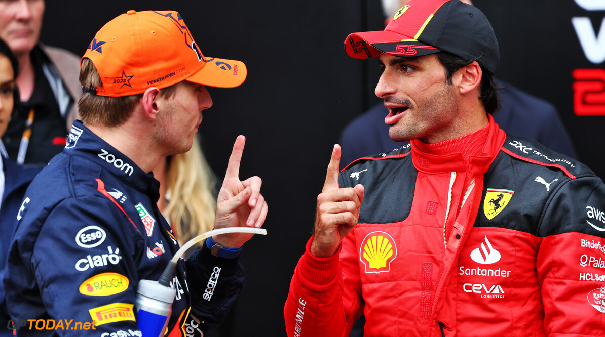 Formula One World Championship
(L to R): race winner Max Verstappen (NLD) Red Bull Racing with third placed Carlos Sainz Jr (ESP) Ferrari in parc ferme.

01.07.2023. Formula 1 World Championship, Rd 10, Austrian Grand Prix, Spielberg, Austria, Sprint Day.

- www.xpbimages.com, EMail: requests@xpbimages.com (C) Copyright: Batchelor / XPB Images
Motor Racing - Formula One World Championship - Austrian Grand Prix - Sprint Day - Spielberg, Austria
xpbimages.com
Spielberg
Austria

Formel1 Formel F1 Formula 1 Formula1 GP Grand Prix one Circuit A