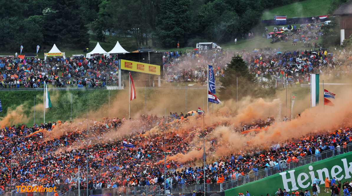 Formula One World Championship
Circuit atmosphere - fans with flares in the grandstand.

01.07.2023. Formula 1 World Championship, Rd 10, Austrian Grand Prix, Spielberg, Austria, Sprint Day.

- www.xpbimages.com, EMail: requests@xpbimages.com (C) Copyright: Moy / XPB Images
Motor Racing - Formula One World Championship - Austrian Grand Prix - Sprint Day - Spielberg, Austria
xpbimages.com
Spielberg
Austria

Formel1 Formel F1 Formula 1 Formula1 GP Grand Prix one Circuit A