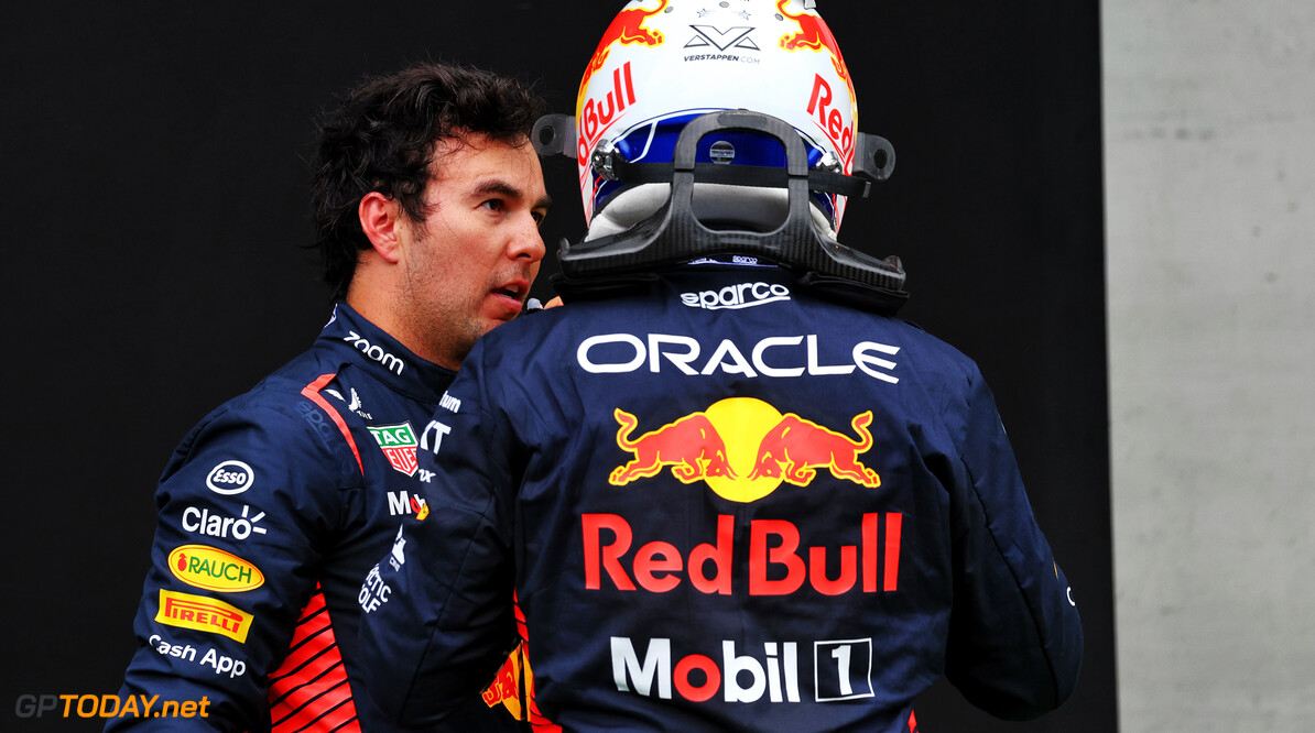 Formula One World Championship
(L to R): Sergio Perez (MEX) Red Bull Racing with team mate Max Verstappen (NLD) Red Bull Racing in parc ferme.

01.07.2023. Formula 1 World Championship, Rd 10, Austrian Grand Prix, Spielberg, Austria, Sprint Day.

- www.xpbimages.com, EMail: requests@xpbimages.com (C) Copyright: Batchelor / XPB Images
Motor Racing - Formula One World Championship - Austrian Grand Prix - Sprint Day - Spielberg, Austria
xpbimages.com
Spielberg
Austria

Formel1 Formel F1 Formula 1 Formula1 GP Grand Prix one Circuit A