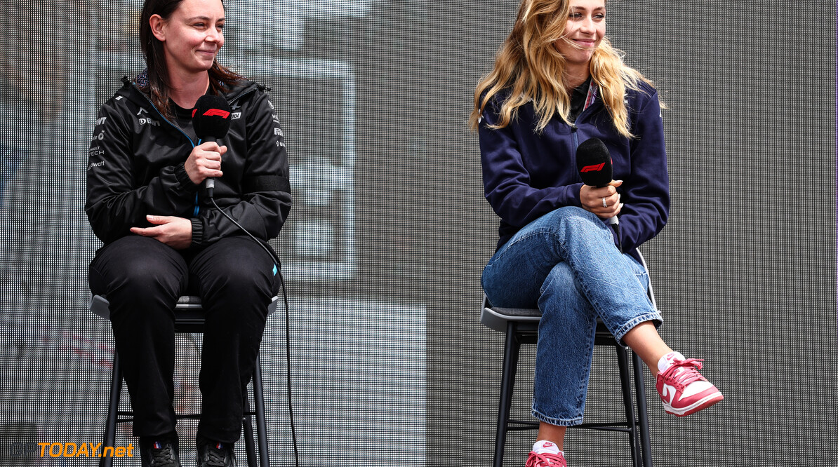Formula One World Championship
Women in Motorsport on the FanZone Stage (L to R): Ellie Williams (GBR) Alpine F1 Team Sub Assembly Coordinator; Sophia Florsch (GER) Alpine Academy Driver.

06.07.2023. Formula 1 World Championship, Rd 11, British Grand Prix, Silverstone, England, Preparation Day.

- www.xpbimages.com, EMail: requests@xpbimages.com (C) Copyright: Charniaux / XPB Images
Motor Racing - Formula One World Championship - British Grand Prix - Preparation Day - Silverstone, England
XPB Images
Silverstone
England

July Formel1 Formel F1 Formula 1 Formula1 GP Grand Prix one Thur