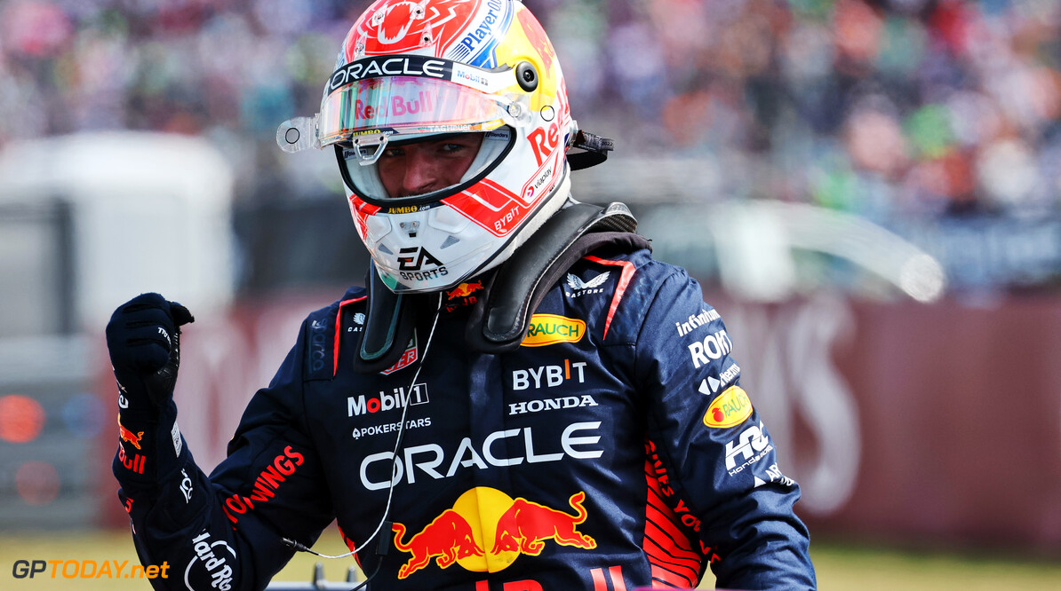 Formula One World Championship
Max Verstappen (NLD) Red Bull Racing celebrates his pole position in qualifying parc ferme.

08.07.2023. Formula 1 World Championship, Rd 11, British Grand Prix, Silverstone, England, Qualifying Day.

- www.xpbimages.com, EMail: requests@xpbimages.com (C) Copyright: Batchelor / XPB Images
Motor Racing - Formula One World Championship - British Grand Prix - Qualifying Day - Silverstone, England
XPB Images
Silverstone
England

July Formel1 Formel F1 Formula 1 Formula1 GP Grand Prix one Circ
