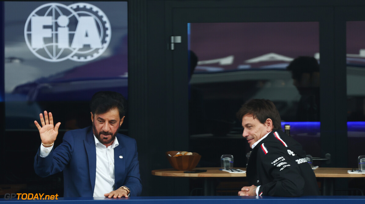 Formula One World Championship
(L to R): Mohammed Bin Sulayem (UAE) FIA President with Toto Wolff (GER) Mercedes AMG F1 Shareholder and Executive Director.

08.07.2023. Formula 1 World Championship, Rd 11, British Grand Prix, Silverstone, England, Qualifying Day.

 - www.xpbimages.com, EMail: requests@xpbimages.com (C) Copyright: Coates / XPB Images
Motor Racing - Formula One World Championship - British Grand Prix - Qualifying Day - Silverstone, England
XPB Images
Silverstone
England

July Formel1 Formel F1 Formula 1 Formula1 GP Grand Prix one Circ