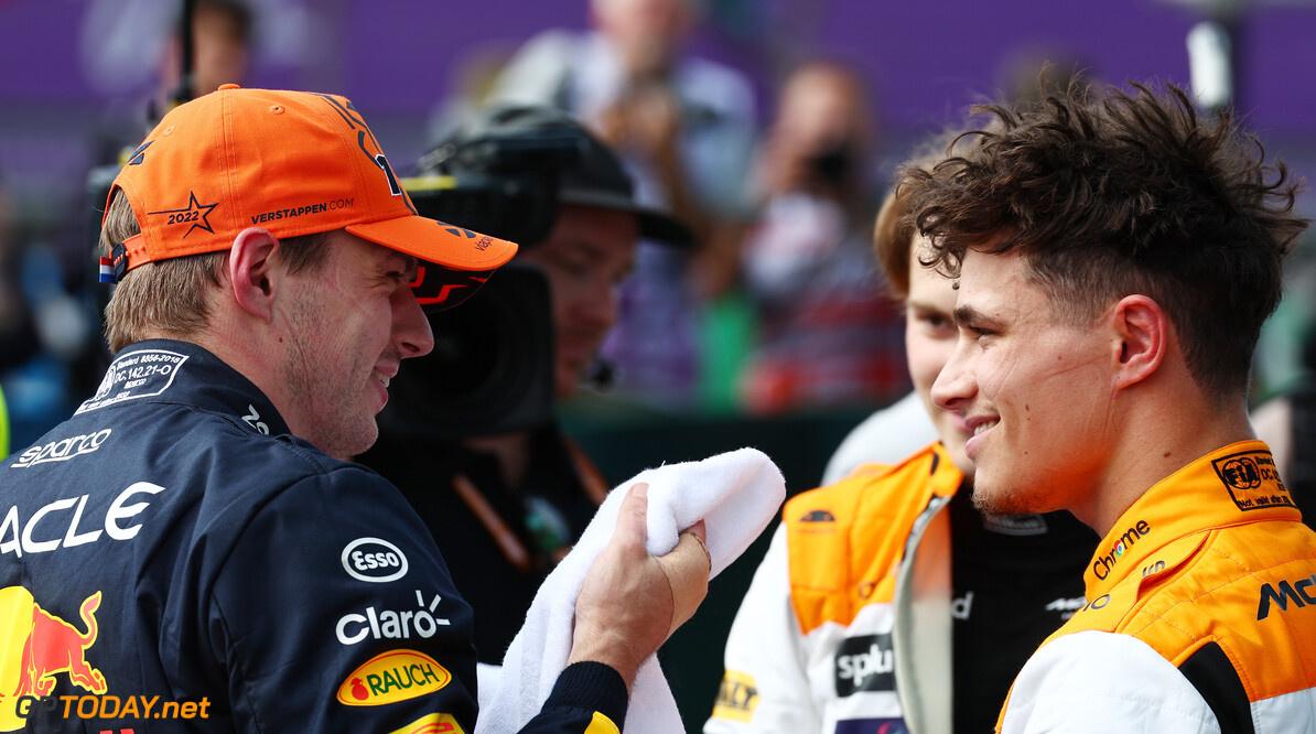 Formula One World Championship
(L to R): Pole sitter Max Verstappen (NLD) Red Bull Racing in qualifying parc ferme with second placed Lando Norris (GBR) McLaren.

08.07.2023. Formula 1 World Championship, Rd 11, British Grand Prix, Silverstone, England, Qualifying Day.

 - www.xpbimages.com, EMail: requests@xpbimages.com (C) Copyright: Coates / XPB Images
Motor Racing - Formula One World Championship - British Grand Prix - Qualifying Day - Silverstone, England
XPB Images
Silverstone
England

July Formel1 Formel F1 Formula 1 Formula1 GP Grand Prix one Circ