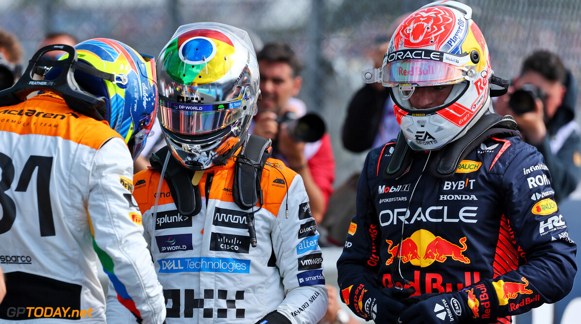 Formula One World Championship
(L to R): Oscar Piastri (AUS) McLaren; Lando Norris (GBR) McLaren; and Max Verstappen (NLD) Red Bull Racing in qualifying parc ferme.

08.07.2023. Formula 1 World Championship, Rd 11, British Grand Prix, Silverstone, England, Qualifying Day.

- www.xpbimages.com, EMail: requests@xpbimages.com (C) Copyright: Batchelor / XPB Images
Motor Racing - Formula One World Championship - British Grand Prix - Qualifying Day - Silverstone, England
XPB Images
Silverstone
England

July Formel1 Formel F1 Formula 1 Formula1 GP Grand Prix one Circ