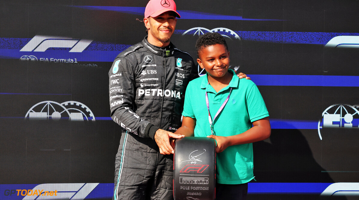 Formula One World Championship
(L to R): Lewis Hamilton (GBR) Mercedes AMG F1 receives the Pirelli Pole Position Award from Zac (GBR) Sky F1 Junior Presenter.

22.07.2023. Formula 1 World Championship, Rd 12, Hungarian Grand Prix, Budapest, Hungary, Qualifying Day.

- www.xpbimages.com, EMail: requests@xpbimages.com (C) Copyright: Bearne / XPB Images
Motor Racing - Formula One World Championship - Hungarian Grand Prix - Qualifying Day - Budapest, Hungary
XPB Images
Budapest
Hungary

Formel1 Formel F1 Formula 1 Formula1 GP Grand Prix one Circuit H