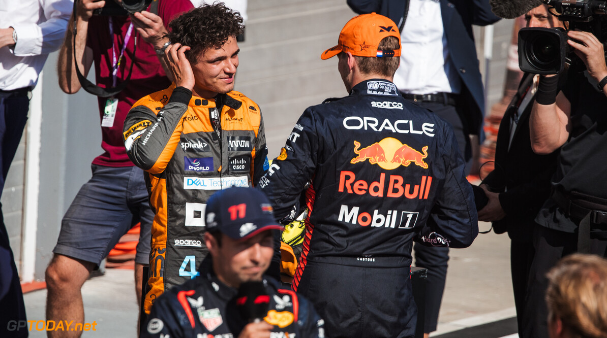 Formula One World Championship
(L to R): Second placed Lando Norris (GBR) McLaren in parc ferme with race winner Max Verstappen (NLD) Red Bull Racing.

23.07.2023. Formula 1 World Championship, Rd 12, Hungarian Grand Prix, Budapest, Hungary, Race Day.

- www.xpbimages.com, EMail: requests@xpbimages.com (C) Copyright: Bearne / XPB Images
Motor Racing - Formula One World Championship - Hungarian Grand Prix - Race Day - Budapest, Hungary
XPB Images
Budapest
Hungary

Formel1 Formel F1 Formula 1 Formula1 GP Grand Prix one Circuit H