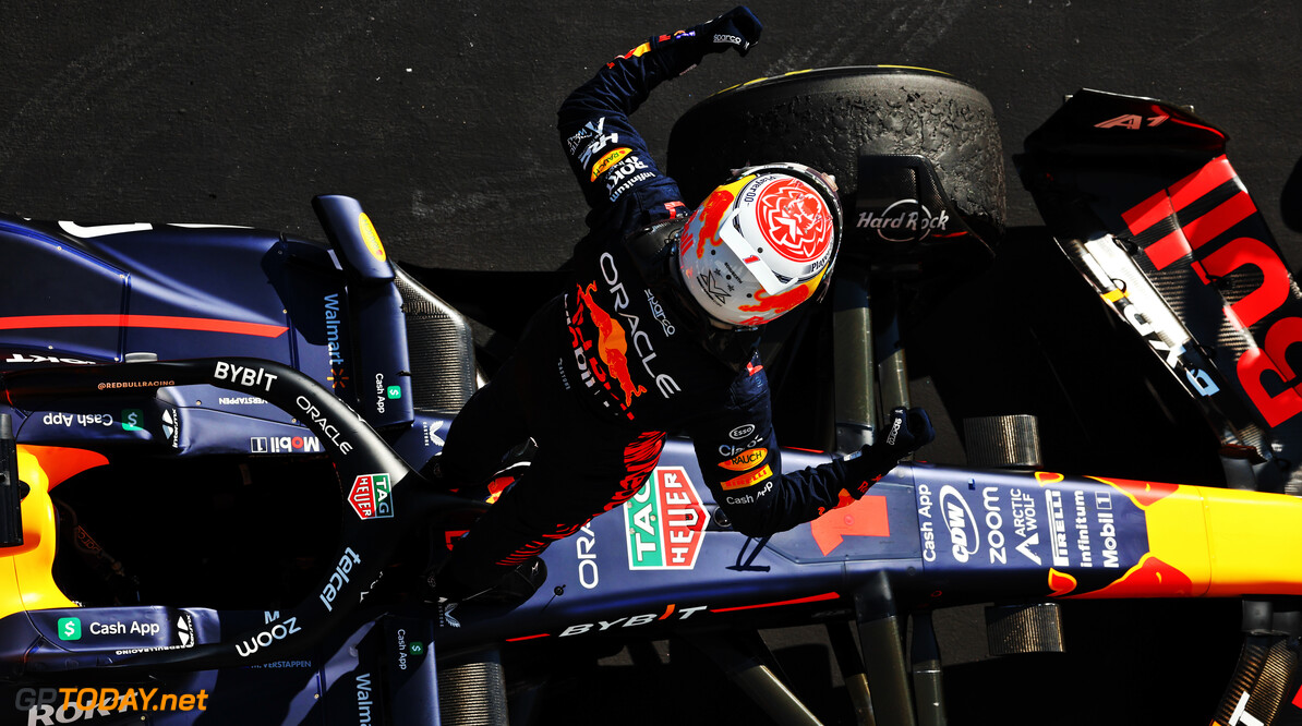 Formula One World Championship
Race winner Max Verstappen (NLD) Red Bull Racing RB19 celebrates in parc ferme.

23.07.2023. Formula 1 World Championship, Rd 12, Hungarian Grand Prix, Budapest, Hungary, Race Day.

 - www.xpbimages.com, EMail: requests@xpbimages.com (C) Copyright: Coates / XPB Images
Motor Racing - Formula One World Championship - Hungarian Grand Prix - Race Day - Budapest, Hungary
XPB Images
Budapest
Hungary

Formel1 Formel F1 Formula 1 Formula1 GP Grand Prix one Circuit H