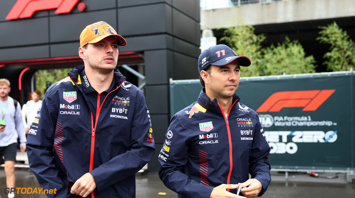 Formula One World Championship
(L to R): Max Verstappen (NLD) Red Bull Racing and team mate Sergio Perez (MEX) Red Bull Racing.

29.07.2023. Formula 1 World Championship, Rd 13, Belgian Grand Prix, Spa Francorchamps, Belgium, Sprint Day.

- www.xpbimages.com, EMail: requests@xpbimages.com (C) Copyright: Batchelor / XPB Images
Motor Racing - Formula One World Championship - Belgian Grand Prix - Sprint Day - Spa Francorchamps, Belgium
XPB Images
Spa Francorchamps
Belgium

Formel1 Formel F1 Formula 1 Formula1 GP Grand Prix one Circuit d