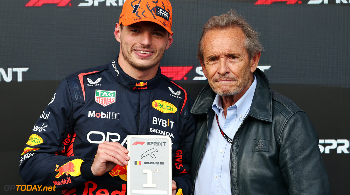Formula One World Championship
(L to R): Sprint winner Max Verstappen (NLD) Red Bull Racing celebrates in parc ferme with Jacky Ickx (BEL).

29.07.2023. Formula 1 World Championship, Rd 13, Belgian Grand Prix, Spa Francorchamps, Belgium, Sprint Day.

- www.xpbimages.com, EMail: requests@xpbimages.com (C) Copyright: Batchelor / XPB Images
Motor Racing - Formula One World Championship - Belgian Grand Prix - Sprint Day - Spa Francorchamps, Belgium
XPB Images
Spa Francorchamps
Belgium

Formel1 Formel F1 Formula 1 Formula1 GP Grand Prix one Circuit d