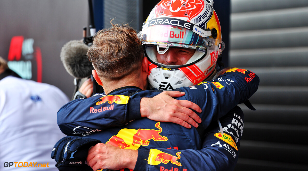 Formula One World Championship
Race winner Max Verstappen (NLD) Red Bull Racing celebrates in parc ferme with Greg Reeson (GBR) Red Bull Racing Tyre Technician.

30.07.2023. Formula 1 World Championship, Rd 13, Belgian Grand Prix, Spa Francorchamps, Belgium, Race Day.

- www.xpbimages.com, EMail: requests@xpbimages.com (C) Copyright: Batchelor / XPB Images
Motor Racing - Formula One World Championship - Belgian Grand Prix - Race Day - Spa Francorchamps, Belgium
XPB Images
Spa Francorchamps
Belgium

Formel1 Formel F1 Formula 1 Formula1 GP Grand Prix one Circuit d