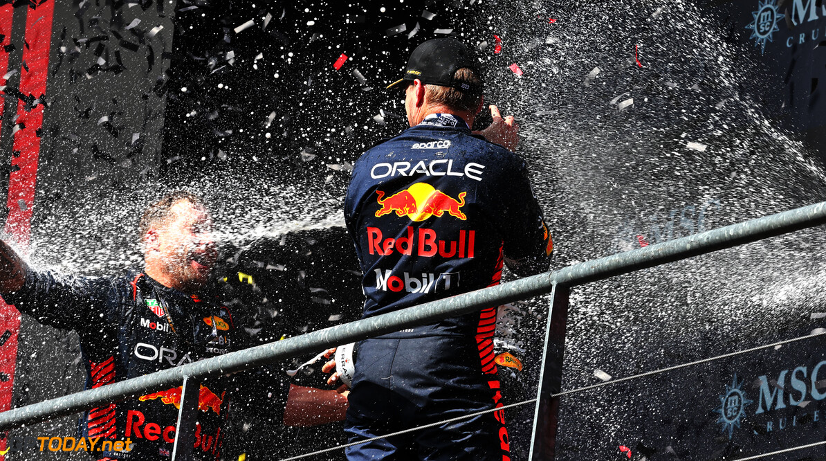 Formula One World Championship
Race winner Max Verstappen (NLD) Red Bull Racing celebrates with Greg Reeson (GBR) Red Bull Racing Tyre Technician on the podium.

30.07.2023. Formula 1 World Championship, Rd 13, Belgian Grand Prix, Spa Francorchamps, Belgium, Race Day.

- www.xpbimages.com, EMail: requests@xpbimages.com (C) Copyright: Moy / XPB Images
Motor Racing - Formula One World Championship - Belgian Grand Prix - Race Day - Spa Francorchamps, Belgium
XPB Images
Spa Francorchamps
Belgium

Formel1 Formel F1 Formula 1 Formula1 GP Grand Prix one Circuit d