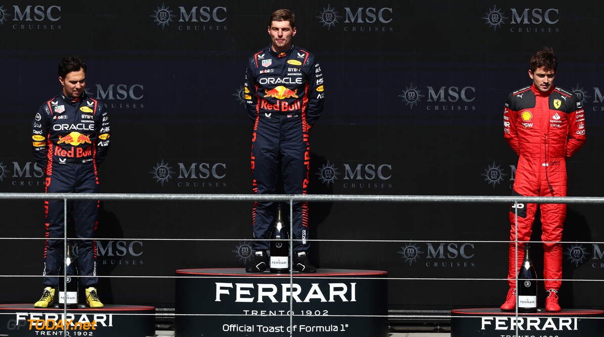Formula One World Championship
The podium (L to R): Sergio Perez (MEX) Red Bull Racing, second; Max Verstappen (NLD) Red Bull Racing, race winner; Charles Leclerc (MON) Ferrari, third.

30.07.2023. Formula 1 World Championship, Rd 13, Belgian Grand Prix, Spa Francorchamps, Belgium, Race Day.

 - www.xpbimages.com, EMail: requests@xpbimages.com (C) Copyright: Coates / XPB Images
Motor Racing - Formula One World Championship - Belgian Grand Prix - Race Day - Spa Francorchamps, Belgium
XPB Images
Spa Francorchamps
Belgium

Formel1 Formel F1 Formula 1 Formula1 GP Grand Prix one Circuit d