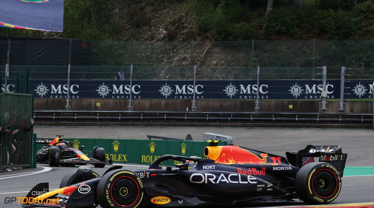Formula One World Championship
Sergio Perez (MEX) Red Bull Racing RB19 as team mate Max Verstappen (NLD) Red Bull Racing RB19 leaves the pits.

30.07.2023. Formula 1 World Championship, Rd 13, Belgian Grand Prix, Spa Francorchamps, Belgium, Race Day.

- www.xpbimages.com, EMail: requests@xpbimages.com (C) Copyright: Bearne / XPB Images
Motor Racing - Formula One World Championship - Belgian Grand Prix - Race Day - Spa Francorchamps, Belgium
XPB Images
Spa Francorchamps
Belgium

Formel1 Formel F1 Formula 1 Formula1 GP Grand Prix one Circuit d