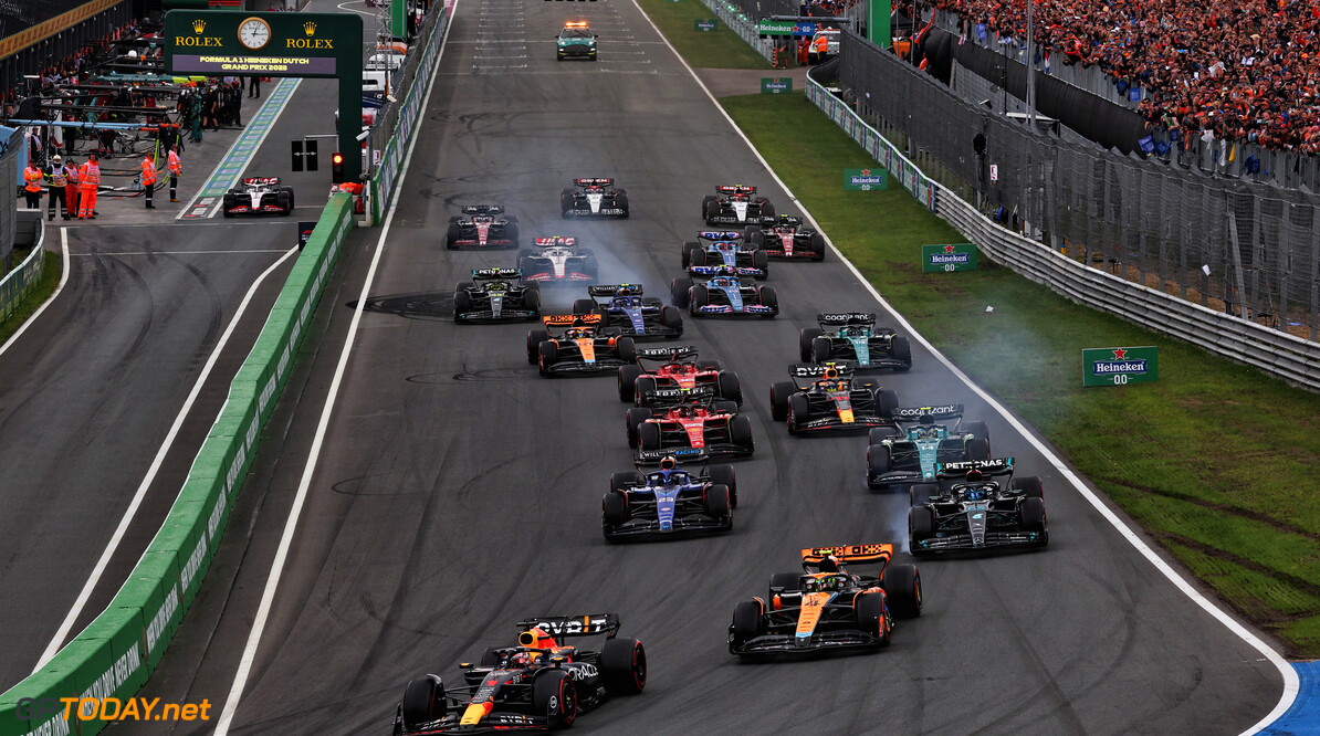 Formula One World Championship
Max Verstappen (NLD) Red Bull Racing RB19 leads at the start of the race.

27.08.2023. Formula 1 World Championship, Rd 14, Dutch Grand Prix, Zandvoort, Netherlands, Race Day.

 - www.xpbimages.com, EMail: requests@xpbimages.com (C) Copyright: Coates / XPB Images
Motor Racing - Formula One World Championship - Dutch Grand Prix - Race Day - Zandvoort, Netherlands
XPB Images
Zandvoort
Netherlands

Formel1 Formel F1 Formula 1 Formula1 GP Grand Prix one Circuit Z