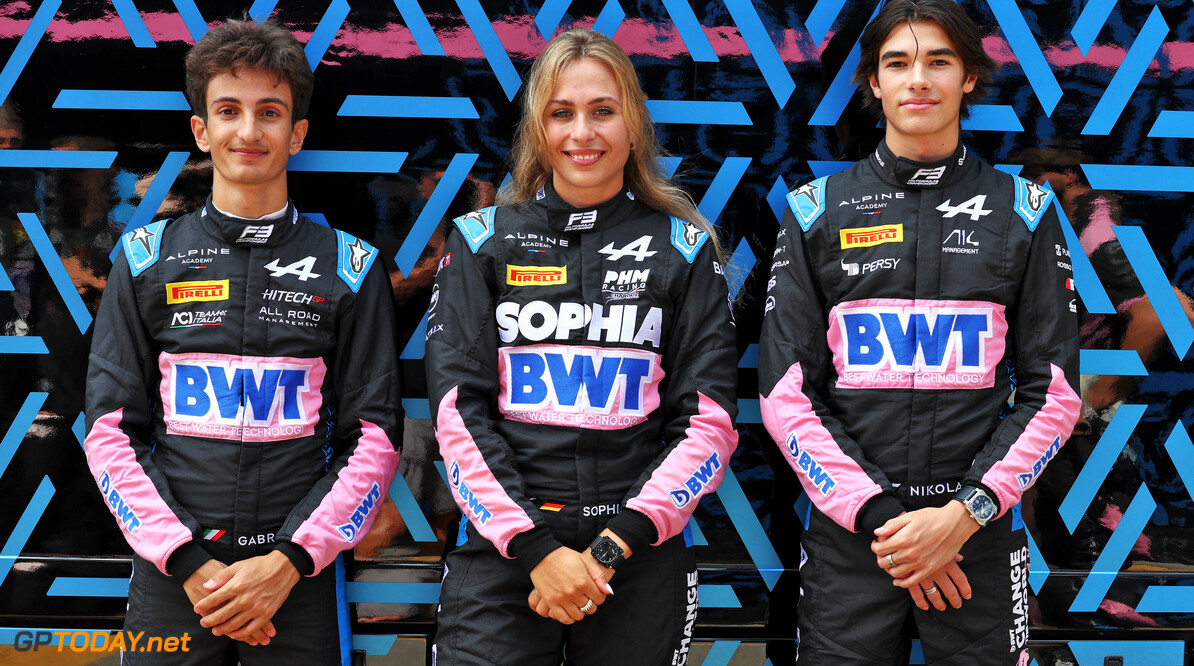 Formula One World Championship
(L to R): Gabriele Mini (ITA) Alpine Academy Driver; Sophia Florsch (GER) Alpine Academy Driver; Nikola Tsolov (BGR) Alpine Academy Driver.

31.08.2023. Formula 1 World Championship, Rd 15, Italian Grand Prix, Monza, Italy, Preparation Day.

- www.xpbimages.com, EMail: requests@xpbimages.com (C) Copyright: Moy / XPB Images
Motor Racing - Formula One World Championship - Italian Grand Prix - Preparation Day - Monza, Italy
XPB Images
Monza
Italy

Formel1 Formel F1 Formula 1 Formula1 GP Grand Prix one Italy Ita