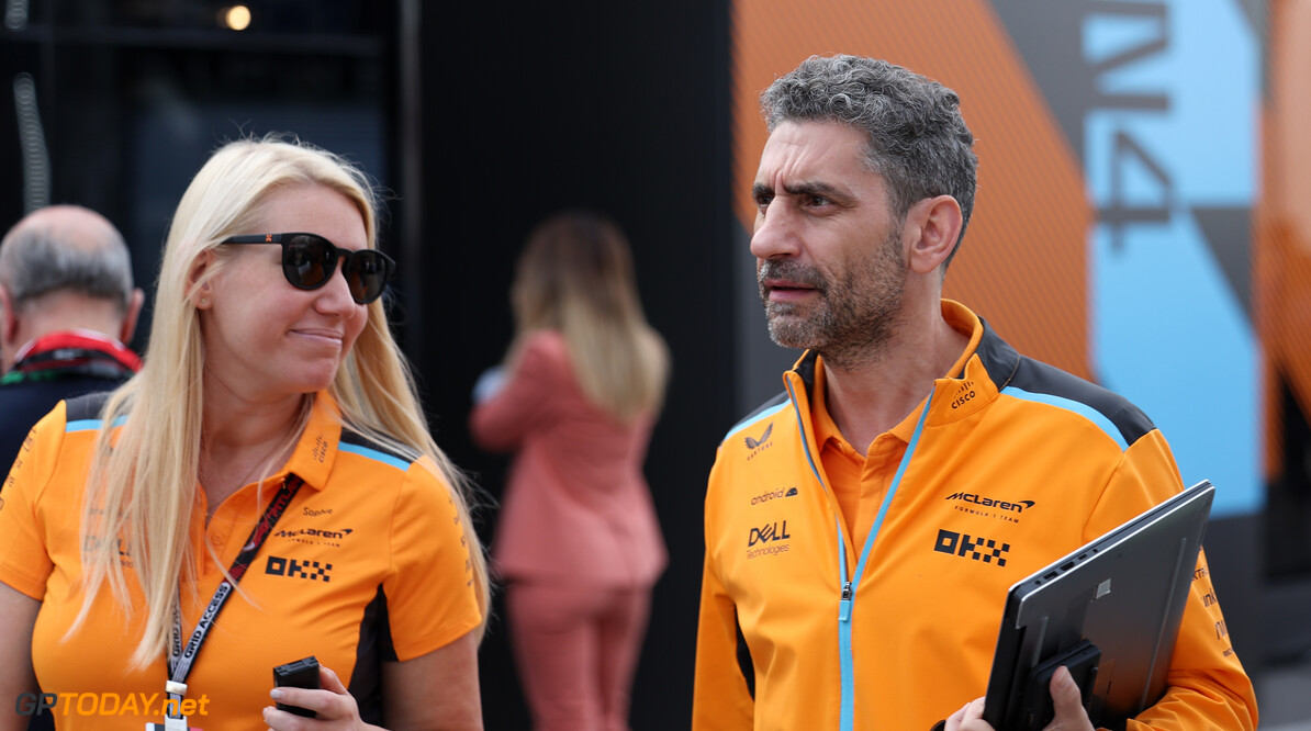 Formula One World Championship
(L to R): Sophie Ogg (GBR) McLaren Communications Director with Andrea Stella (ITA) McLaren Team Principal.

03.09.2023. Formula 1 World Championship, Rd 15, Italian Grand Prix, Monza, Italy, Race Day.

 - www.xpbimages.com, EMail: requests@xpbimages.com (C) Copyright: Staley / XPB Images
Motor Racing - Formula One World Championship - Italian Grand Prix - Race Day - Monza, Italy
XPB Images
Monza
Italy

Formel1 Formel F1 Formula 1 Formula1 GP Grand Prix Italy Italian