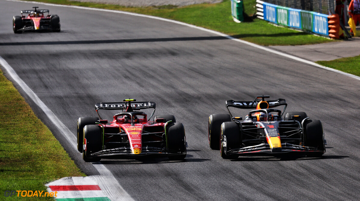 Formula One World Championship
Max Verstappen (NLD) Red Bull Racing RB19 passes Carlos Sainz Jr (ESP) Ferrari SF-23 to lead the race.

03.09.2023. Formula 1 World Championship, Rd 15, Italian Grand Prix, Monza, Italy, Race Day.

 - www.xpbimages.com, EMail: requests@xpbimages.com (C) Copyright: Coates / XPB Images
Motor Racing - Formula One World Championship - Italian Grand Prix - Race Day - Monza, Italy
XPB Images
Monza
Italy

Formel1 Formel F1 Formula 1 Formula1 GP Grand Prix Italy Italian